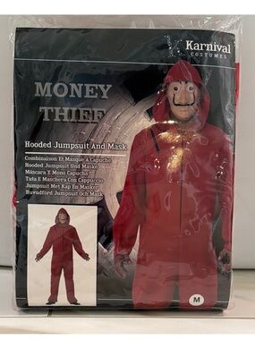 Money Heist Costume Adult Medium Red Jumpsuit Dalí Mask NIP